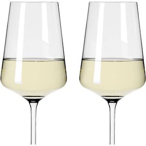 wittewijnglas 400 ml - serie Lichtwit - 2 stuks in giftset - stijlvol modern