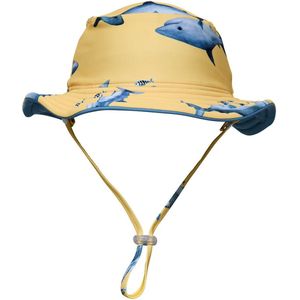 Snapper Rock - UV Bucket hoed voor kinderen - Omkeerbaar - Sunrise Shark - Geel/Blauw - maat M