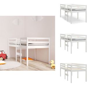 vidaXL Hoogslaper - Hoogslapers - Bed - Hoogbed - Hoogslaper massief grenenhout wit 75x190 cm