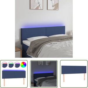 The Living Store Hoofdbord LED 144x5x78/88 cm stof blauw - Hoofd Bord - Led Hoofdbord - Hoofdbord Blauw - Hoofdbord Met Led - Slaapkamersdecoratie
