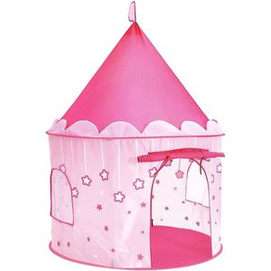 Speeltent - Kasteel voor peuters - speelhuisje voor binnen en buiten - Opvouwbaar, met draagtas - Roze