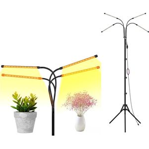 Kweeklamp Groeilamp 196 LED Statief | 10W Verlichting | Indoor Kweken | Kweeklamp voor Planten - Groeilamp en Bloeilamp - Kweeklampen Binnen - 10 Watt - Automatische Timer - USB