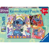 Ravensburger puzzel Disney Stitch - Drie puzzels - 49 stukjes - kinderpuzzel