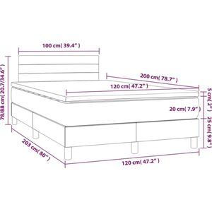 vidaXL - Boxspring - met - matras - fluweel - lichtgrijs - 120x200 - cm