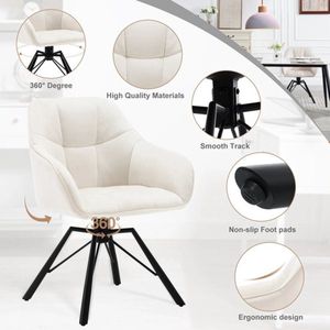 Bealive® Draaibare eetkamer stoelen - Stoelen - Set van 2 - Anti slip - Comfortabel - Velvet Gestoffeerd - Arm en rug leuning - 58.5 x 54.5 x 82.5 cm