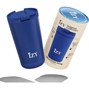 IZY Drinkfles - Blauw - Inclusief donatie - Koffiebeker to go - Thermosbeker - RVS - 6 uur lang warm - 350 ml