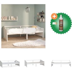 vidaXL Bedbank 3-zits massief grenenhout 90x200 cm wit - Bed - Inclusief Houtreiniger en verfrisser