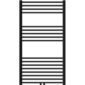 Badkamerradiator Sahara 750x1200 mm zwart mat gebogen met middenaansluiting LuxeBath