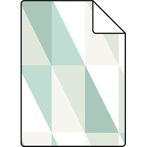 Proefstaal ESTAhome behang grafische driehoeken mintgroen en blauw - 26,5 x 21 cm - 138920-S