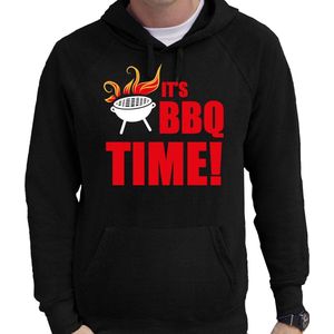 BBQ time barbecue hoodie zwart - cadeau sweater met capuchon voor heren - verjaardag / vaderdag kado M