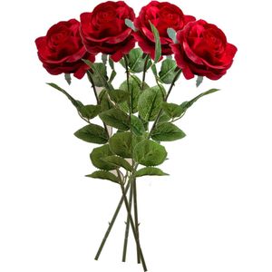 10x Rode rozen Marleen kunstbloemen 63 cm - Woondecoratie/accessoires - Kunstbloemen - Nepbloemen - Kunsttakken - Roos/rozen
