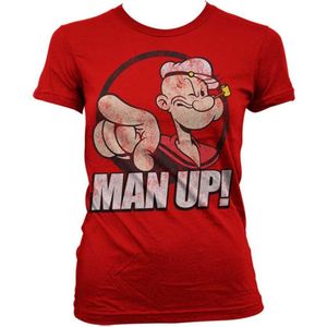 Popeye Dames Tshirt -XL- Man Up! Rood