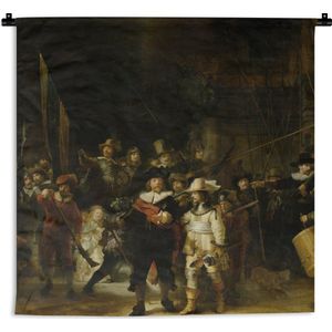 Wandkleed - Wanddoek - De Nachtwacht - Kunst - Oude meesters - Rembrandt - 90x90 cm - Wandtapijt