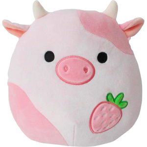 Klikkopers® - Kawaii knuffel - 28 cm tot 32 cm - Roze Koe Knuffel met Aardbie - Squishy - Kawaii Kussen - Squish Knuffel - Knuffel Koe