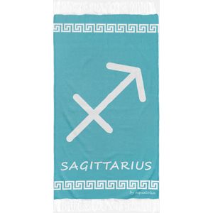 uit Turkije By Aquatolia Hamamdoek Sagitarius Zodiac - 100% Zacht Katoen - Strandlaken - Handdoek - Turkoois - 100cm x 180cm - Originele hamamdoek uit Turkije