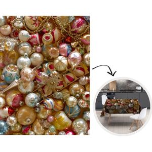 Kerst Tafelkleed - Kerstmis Decoratie - Tafellaken - Een set vintage kerstornamenten - 150x200 cm - Kerstmis Versiering