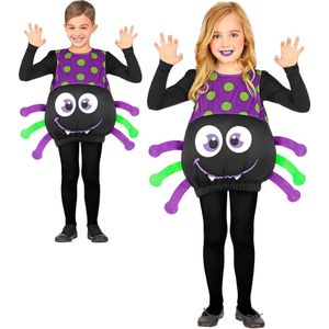 Widmann - Grote Giftige Griezel Spin Kind Kostuum - Paars, Zwart - Maat 110 - Halloween - Verkleedkleding