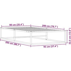 vidaXL - Bedframe - zonder - matras - 90x200 - cm - wit