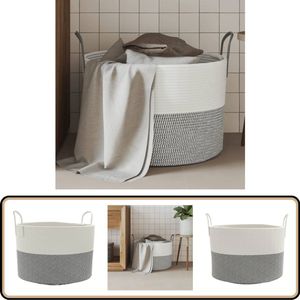 vidaXL Opbergmand - 51x33 cm - Katoen - Grijs en Wit Opbergmand - Katoenen Mand - Grijze Mand - Witte Mand - Opbergbox