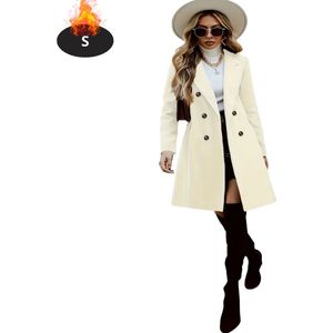 Nivard Mantel Dames - Tussenmantel - Jas - Mantelpakje - Trenchcoat - Overjas - Overcoat - Winter - Abrikoos - S