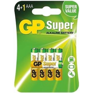 4+1 GP Super Alkaline AAA LR03/1.5V Batterij