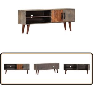 vidaXL Tv-meubel - 130x30x46 cm - Mangohout - Grijs Tv Meubel - Mangohout - Tv Kast - Salon Meubilair - Modern Tv Meubel