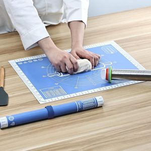 Silicone bakmat, extra groot, anti-aanbaklaag, siliconenmat met meting, deegmat, bakonderlegger voor oven, uitrolmat voor deeg, fondant, gebak, gebak, 50 x 40 cm, kleur Evergreen Blue)