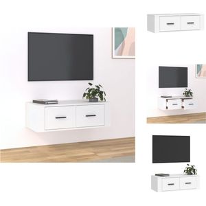 vidaXL Klassiek Hangend TV-Meubel - 80x36x25cm - Wit - Kast