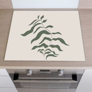 Inductiebeschermer groene plant | 71 x 52 cm | Keukendecoratie | Bescherm mat | Inductie afdekplaat