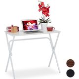 Relaxdays bureau - computertafel - kinderbureau - ruimtebesparend - 76 cm hoog - Wit / wit
