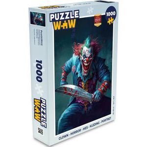 Puzzel Clown - Horror - Mes - Kleding - Portret - Legpuzzel - Puzzel 1000 stukjes volwassenen