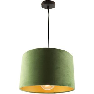 Olucia Urvin - Moderne Hanglamp - Stof - Goud;Groen - Rond - 30 cm