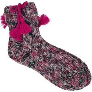 Gebreide warme sokken met strik - Meisjes - Roze - Maat 31-34
