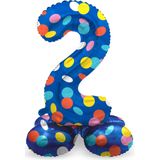 Folat - Staande folieballon Cijfer 2 Colorful Dots - 72 cm