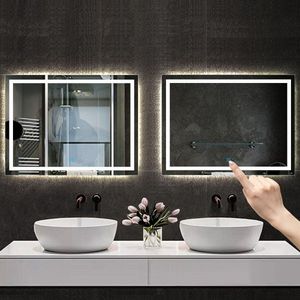 Badkamerspiegel 140x70cm LED spiegel met verlichting,wandspiegel,enkele touch schakelaar,anti-condens,koud wit
