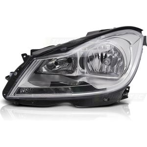 Koplamp links - voor Mercedes W204 2011-2014 sedan/kombi - TYC - chroom