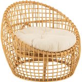 J-Line stoel Lise + kussen 1 Personen - rotan/textiel - naturel/wit