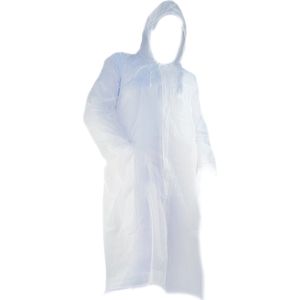 BamBella® - Regenjas lang Dames Wit - Onesize - XS t/m XL Regen jas waterdicht met capuchon