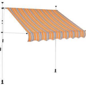 <p>Deze uittrekbare zonwering is ideaal voor gebruik voor het raam, op het terras, op het balkon of in de tuin. De luifel is water- en vuilafstotend en uv- en weerbestendig. Hij is gemaakt van hoogwaardig polyester met een PU-coating. Het sterke stalen frame maakt de luifel stevig en duurzaam.</p>
<p>De makkelijk te reinigen polyester luifel kan verwijderd en gewassen worden. Het product kan niet alleen als normale luifel, maar ook als volledige raambedekking worden gebruikt. De luifel is uitschuifbaar dankzij de handslinger en de hoogte en de hoek kunnen versteld worden. De handslinger voor het in- en uittrekken van de luifel kan zowel links als rechts bevestigd worden.</p>
<p>Montage is eenvoudig. Deze luifel is de perfecte keuze voor je buitenruimte en kan handmatig worden bediend.</p>
<ul>
  <li>Kleur: geel en blauw</li>
  <li>Materiaal: stof met PU-coating en stalen frame</li>
  <li>Breedte: 150 cm</li>
  <li>Maximale uitschuiflengte: 120 cm</li>
  <li>Flexibele installatiehoogte: 200 - 300 cm</li>
  <li>Diameter ondersteunende stang: 16 mm</li>
  <li>Lengte van de handslinger: 125 cm</li>
  <li>Handmatig bediend</li>
  <li>Water- en vuilafstotend</li>
  <li>Hoge lichtechtheid</li>
  <li>Eenvoudig te monteren</li>
  <li>Materiaal: Polyester: 100%</li>
</ul>