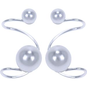 Zilveren klem oorbellen, met parels