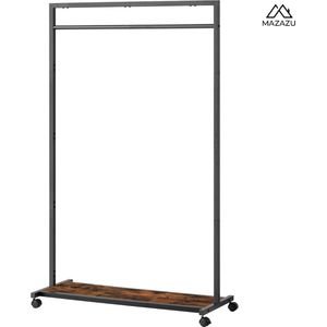 MIRA Home - Kledingrek met wieltjes - Garderoberek - Schoenenrek - Bruin / Zwart - 44x95x157.7