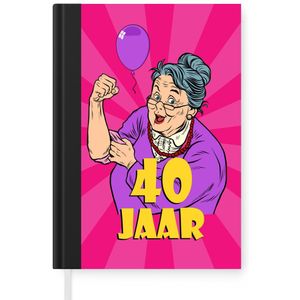 Notitieboek - Schrijfboek - Vrouw - Jubileum - Verjaardag - 40 Jaar - Notitieboekje klein - A5 formaat - Schrijfblok