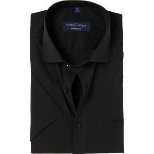CASA MODA comfort fit overhemd - korte mouw - zwart - Strijkvrij - Boordmaat: 54