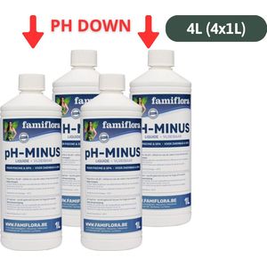 Famiflora pH Down (minus) vloeibaar 4L (4x 1L) - verlaagt de pH-waarde van je zwembad of spa!