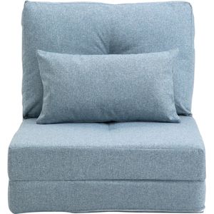 TRUUSK Vloerstoel 2-in-1 Vouwbed - Verstelbare Rugleuning - Vloersofa Met Sierkussens - Voor Woonkamer en Slaapkamer - Linnen -