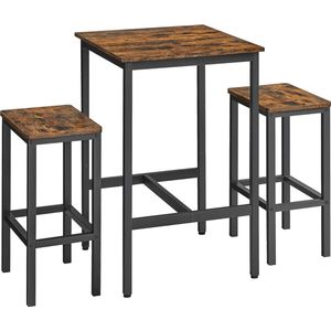 MIRA Home - Eettafel - Stoelen Set - Eetkamer - Woonkamer - Vintage - 60x60x90