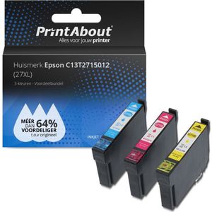 PrintAbout huismerk Inktcartridge C13T2715012 (27XL) 3-kleuren Multipack geschikt voor Epson