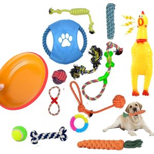 Sooker - Honden Speelgoed Set - Geschikt voor puppy's en middelgrote honden- 14 Stuks - Hondenspeelgoed - Touw - Kauwspeelgoed - Bal - Meerkleurig