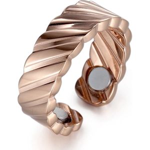 MAGNETOX - Helende Ring 'Linde' - Magneet Ring - Gezondheidsring - Magnetische Ring - Roestvrijstaal (RVS) - Roségoud - Dames - 54mm