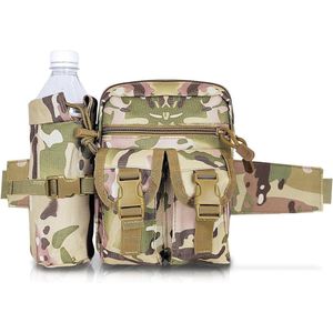 Tactische buiktas met afneembare waterfleszak en verstelbare heupriem voor wandelen, fietsen en hardlopen - Camouflagekleur 1